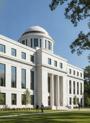 Professional architectural photography of a modern university building